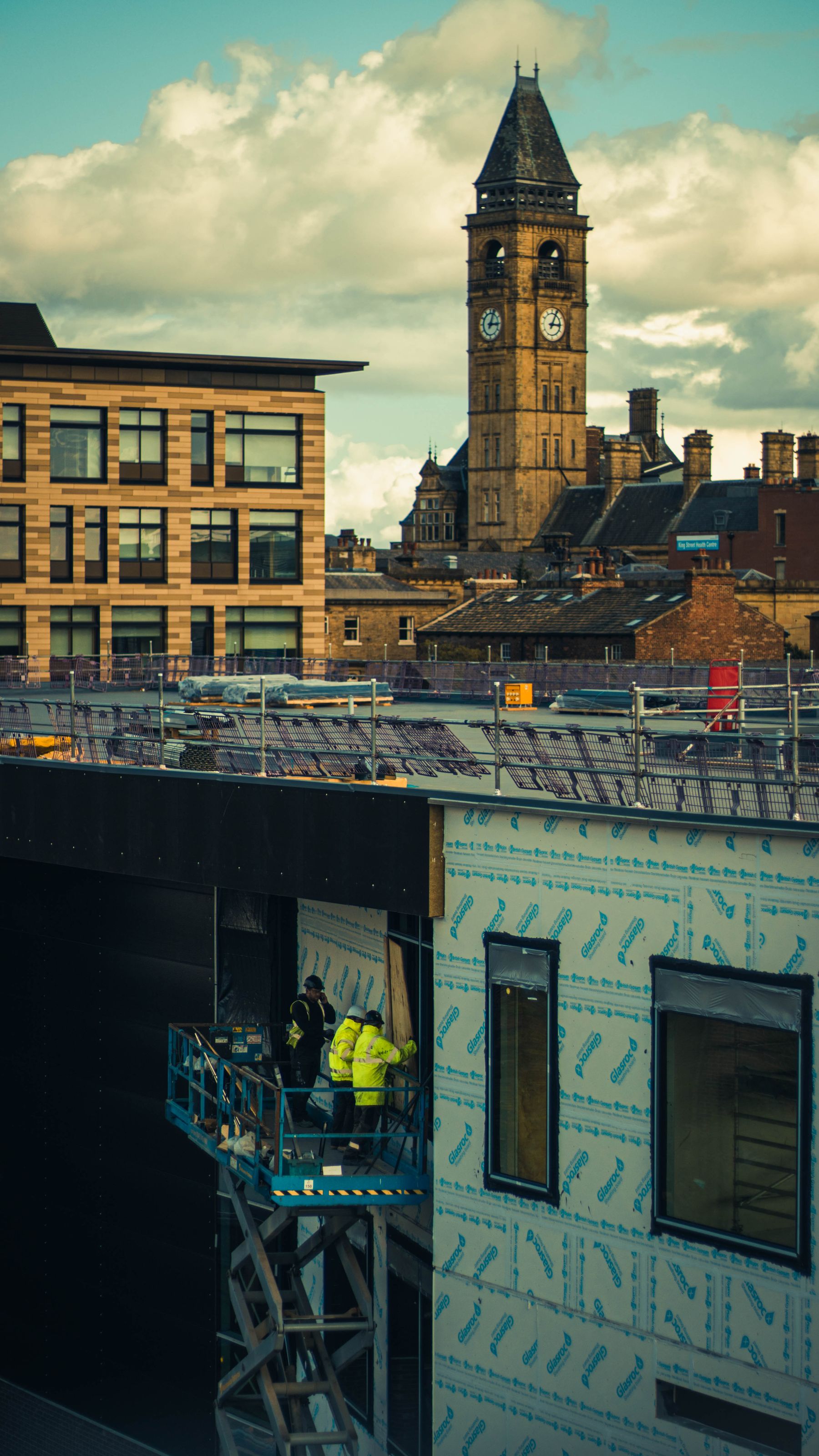 Construction and scaffolding project in Wakefield, England